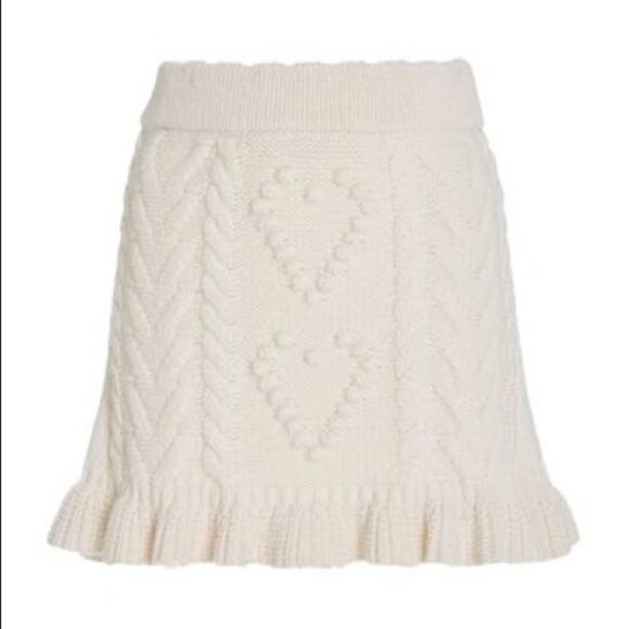 LOVESHACKFANCY Cable-Knit Brendana Mini Skirt Size M in Antique White NWT - Picture 9 of 15